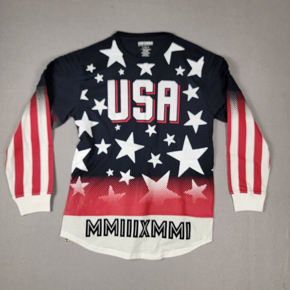 Contender USA Long Sleeve Shirt Red/White/Blue Men's Sz XL